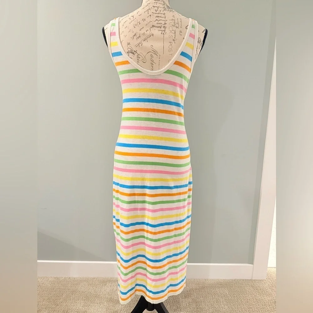 J.Crew Rainbow Stripe Maxi Dress Sleeveless Bodycon Knit XS Summer - Picture 2 of 4